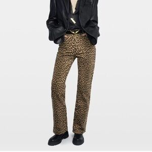 Zadig & Voltaire Evy High Rise Leopard Print Pants in Daim